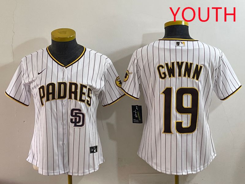 Youth San Diego Padres #19 Gwynn White Stripe Game 2025 Nike MLB Jersey style 4->youth mlb jersey->Youth Jersey